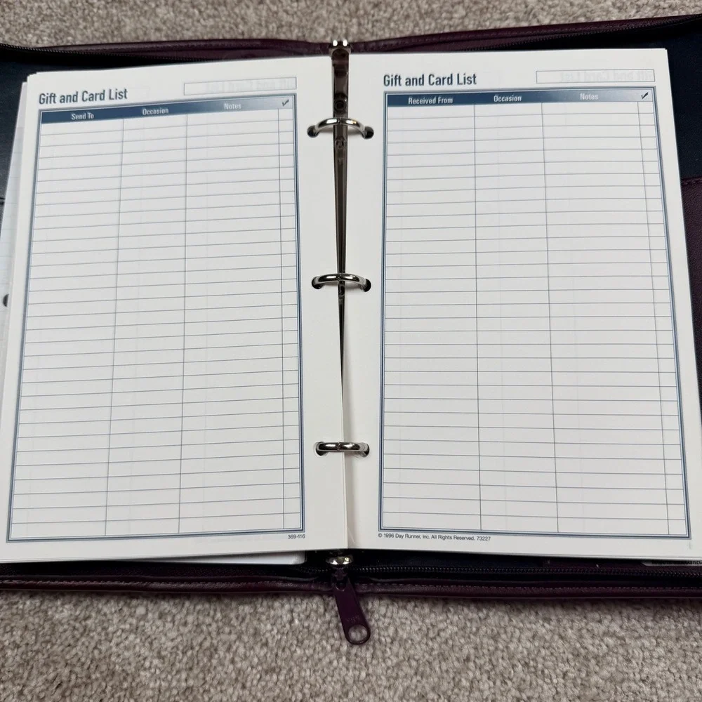 Day Runner Concorde Vintage Floral Tapestry Burgundy Zip Organizer Planner